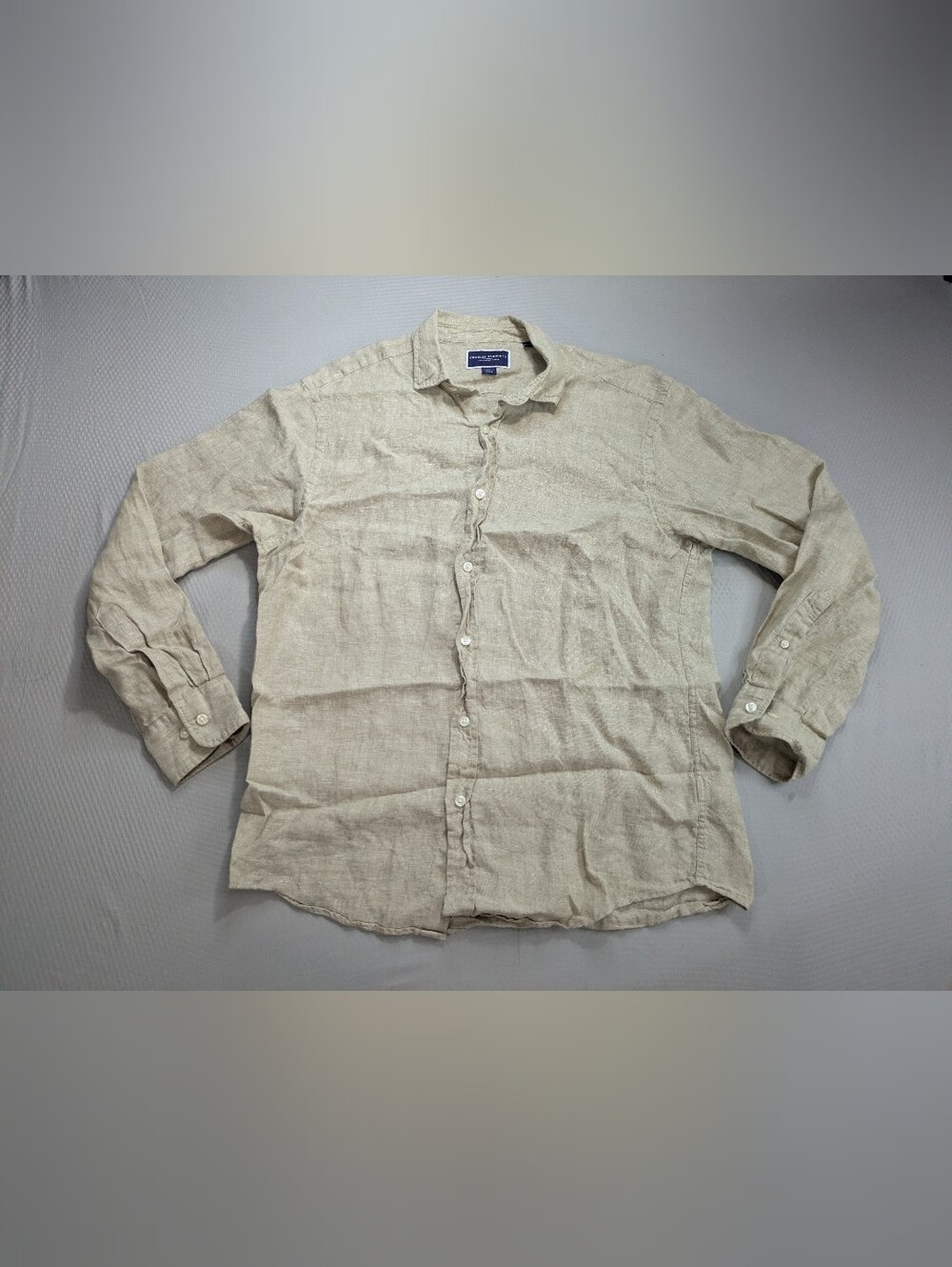 Charles Tyrwhitt Shirt Mens M Classic Fit 100% Linen Long Sleeve Casual Beige